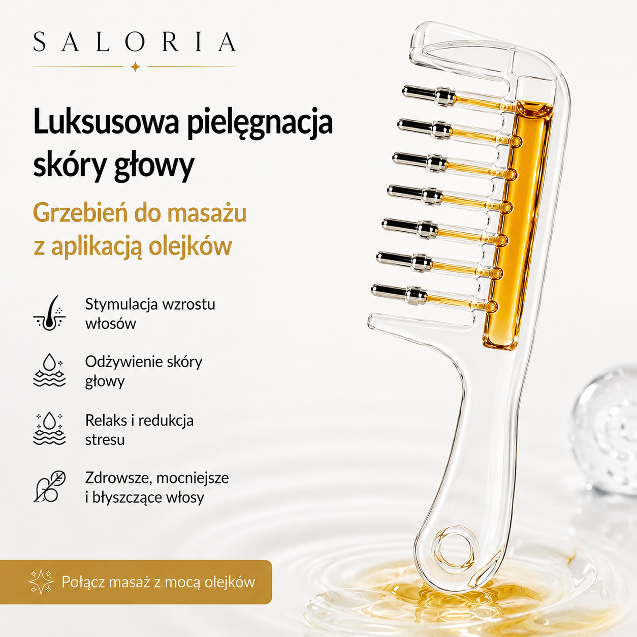Saloria - Grzebień z aplikacją olejku